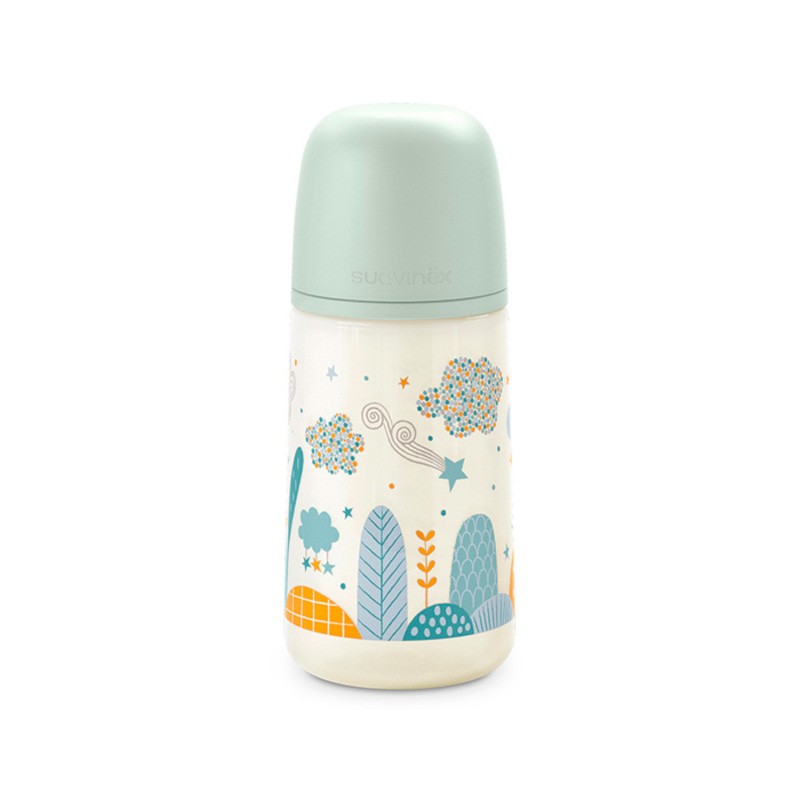 SUAVINEX Babyflasche 270 ml SX Pro Physiologischer Sauger Mittlerer Durchfluss (M) - Blue Forest