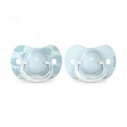 SUAVINEX SX Pro Chupeta Tetina Fisiológica de Silicone 0-6 Meses 2 Unidades (Nuvens Azuis)