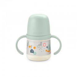 SUAVINEX First 150ml Baby Bottle with Handles and Anti-Spill Spout +4M (Green Forest)