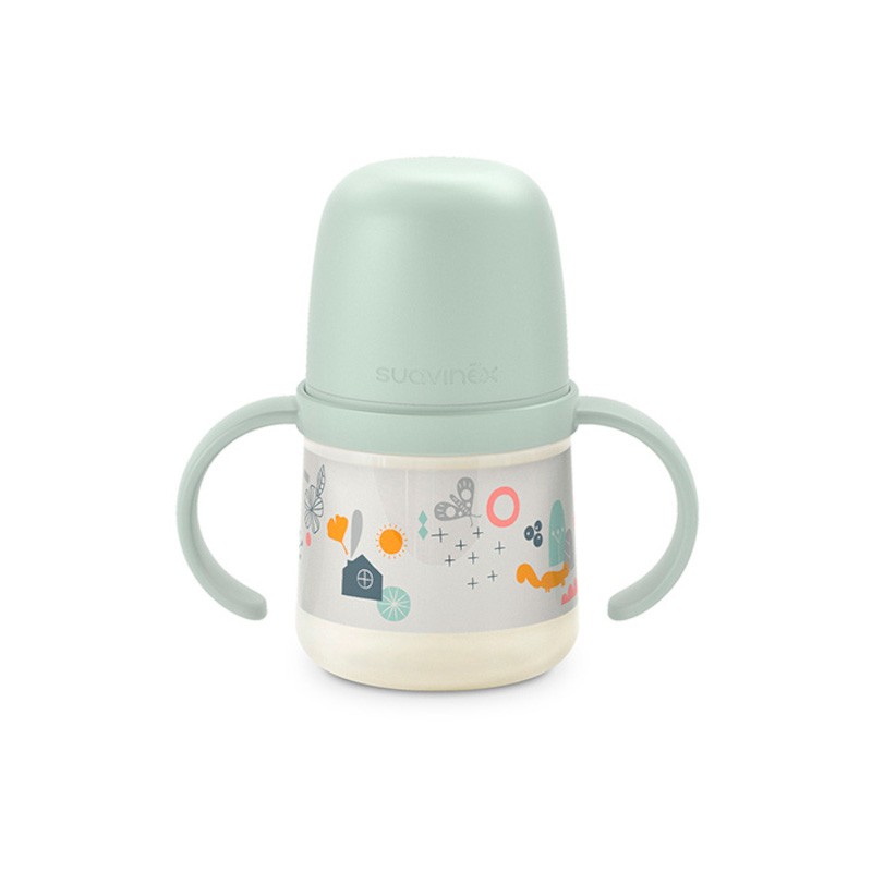 SUAVINEX Primo Biberon da 150ml con Manici e Beccuccio Antigoccia +4M (Verde Foresta) SUAVINEX Primo Biberon da 150ml con Manici e Beccuccio Antigoccia +4M (Verde Foresta)