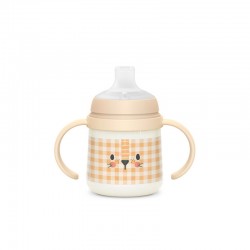 SUAVINEX Erste 150-ml-Babyflasche mit Griffen und Auslaufschutz, +4M (Orange)