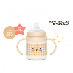 SUAVINEX First Biberon 150 ml avec poignées et bec anti-déversement +4M (Orange)