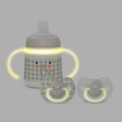 SUAVINEX Night & Day Babyflasche 150 ml, auslaufsicher, +4M (Dunkelgrau)