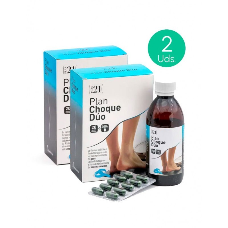 Pack 2 Plameca Plan Choque Duo 20 vegetable capsules + 200 ml Pack 2 Plameca Plan Choque Duo 20 vegetable capsules + 200 ml