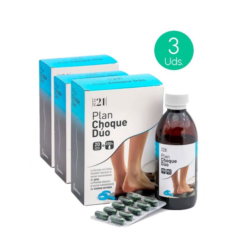 Pack 3 Plameca Plan Choque Duo 20 vegetable capsules + 200 ml Pack 3 Plameca Plan Choque Duo 20 vegetable capsules + 200 ml