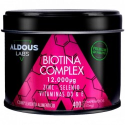 Aldous Biotina 12000 mcg con Zinc, Selenio, Vitamina D3 y Vitamina E 400 Comprimidos
