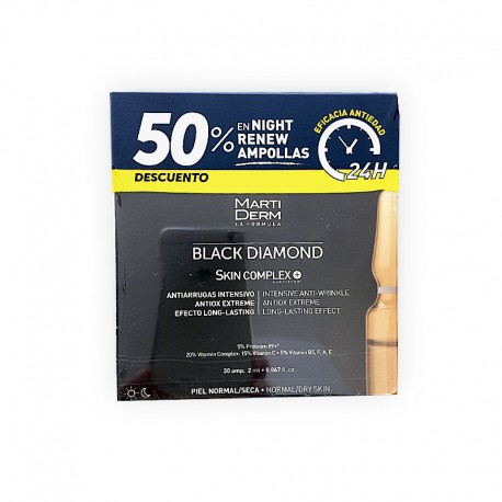 MARTIDERM Black Diamond Skin Complex x30 + Platinum Night Renew x10 Ampolas