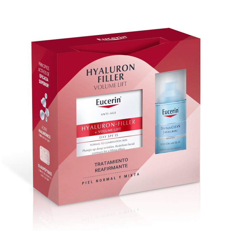 Eucerin Pack Hyaluron-Filler Crème de Jour Volume-Lift Peau Normale/Mixte 50 ml + Eau Micellaire Dermatoclean 400 ml