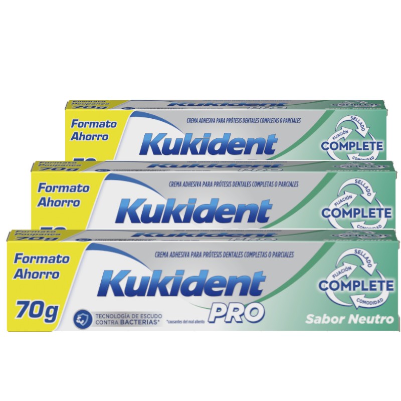 Kukident Pro Complete Saveur Neutre Triple 3x70 gr