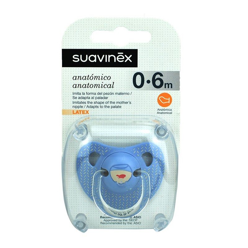 SUAVINEX Chupete Anatómico Látex 0-6 meses 1 unidad (Pez Azul