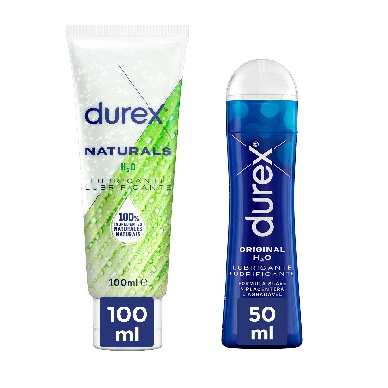 DUREX Pack Lubricantes Naturals H2O 100% Natural + Play Original H2O