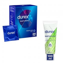 Pacote de Preservativos DUREX Natural 24 unidades + Lubrificante Naturals H2O 100ml
