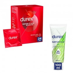 Confezione di preservativi DUREX Soft Sensitive 24 unità + lubrificante Naturals H2O 100 ml