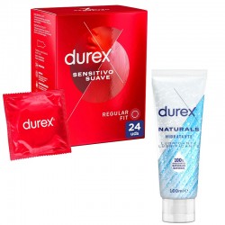Pack de préservatifs DUREX Soft Sensitive 24 unités + Lubrifiant hydratant Naturals 100 ml