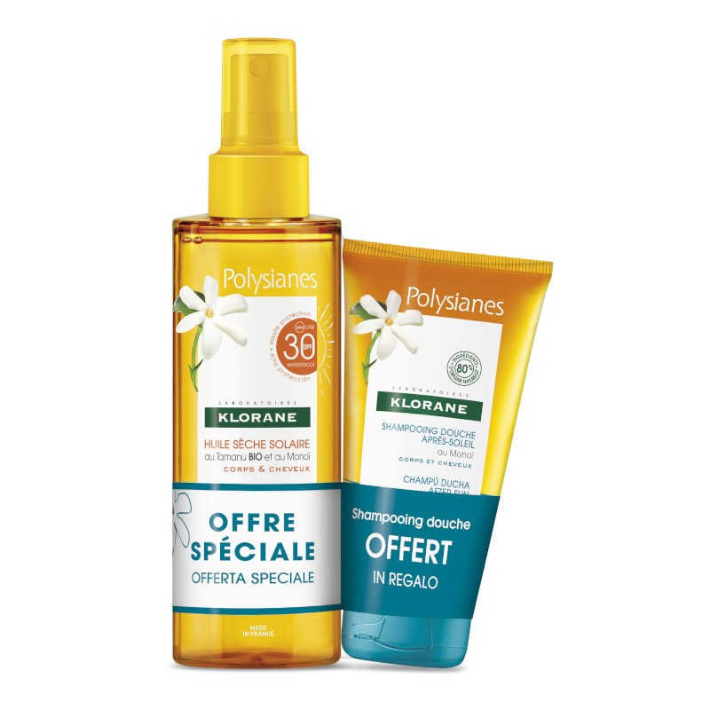 KLORANE Pack Öl Spf30 200 ml + Dusche Ch. 75ml GESCHENK