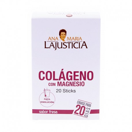 ANA MARÍA LAJUSTICIA Colágeno com Magnésio 20 Sticks Sabor Morango
