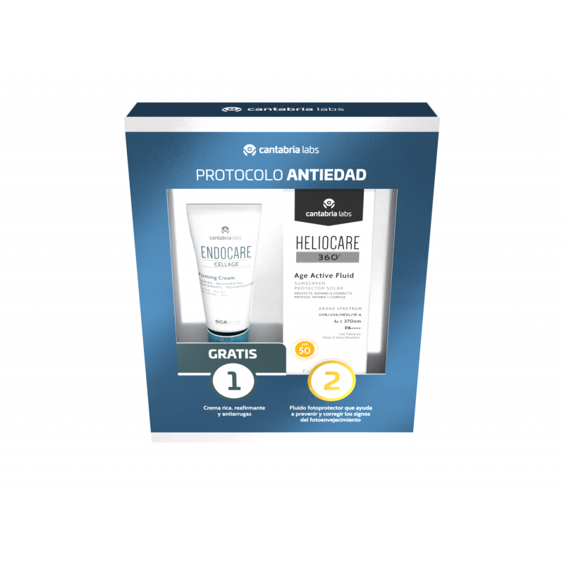 HELIOCARE Pack Age Active Fluid SPF50 50ml+ Endocare Cellage Straffende Creme 15ml HELIOCARE Pack Age Active Fluid SPF50 50ml+ Endocare Cellage Straffende Creme 15ml