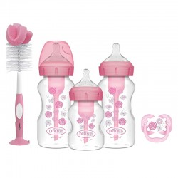 Dr Brown's Gift Kit Wide Mouth Anti-Colic Bottles Options+ Pink