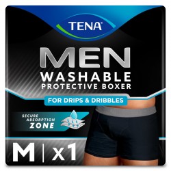 TENA Men Boxer Waschbare Boxershorts Schwarz M