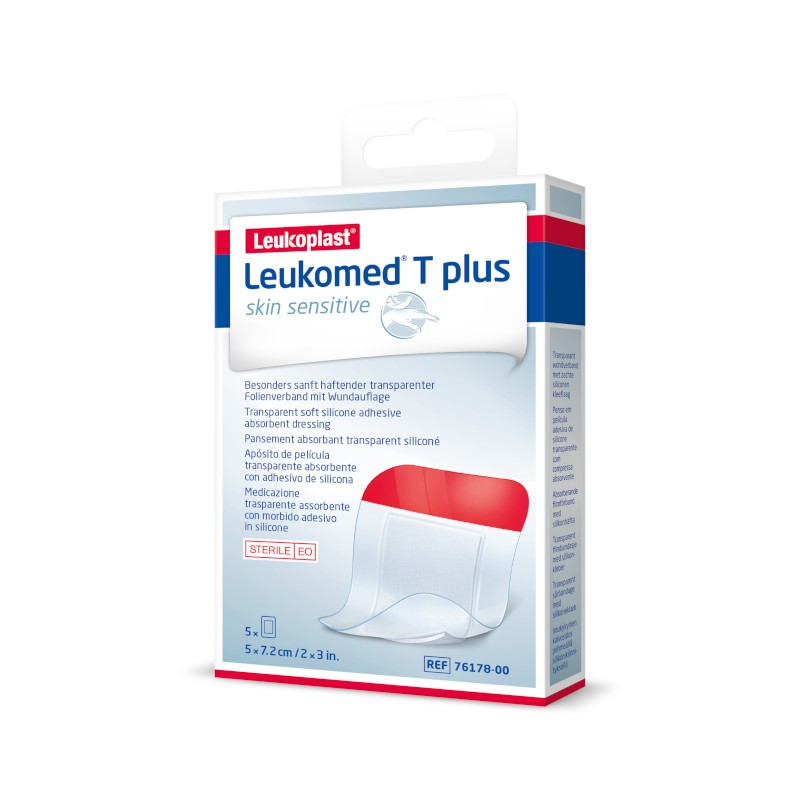 Leukoplast Leukomed T Plus Pelle sensibile 5 cm x 7,2 cm 5 unità Leukoplast Leukomed T Plus Pelle sensibile 5 cm x 7,2 cm 5 unità