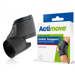 Actimove Bracelet de Cheville Élastique avec Sangle Stabilisatrice Ajustable Couleur Noir Taille S