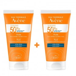 AVÈNE Crème Solaire Fluide Peaux Sensibles Normales à Mixtes SPF50+ DUPLO 2x50 ml
