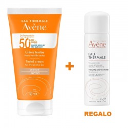 AVÈNE Sun Cream with Color for Dry Sensitive Skin SPF50+ (50ml) + Thermal Water 50ml GIFT