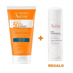 AVÈNE Unscented Fluid Sunscreen SPF50+ (50ml) + Thermal Water 50ml GIFT