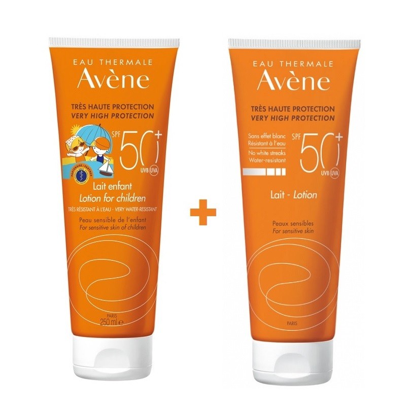 AVÈNE Children's Sun Milk SPF 50+ (250ml) + Adult Sun Milk SPF 50+ (250ml)