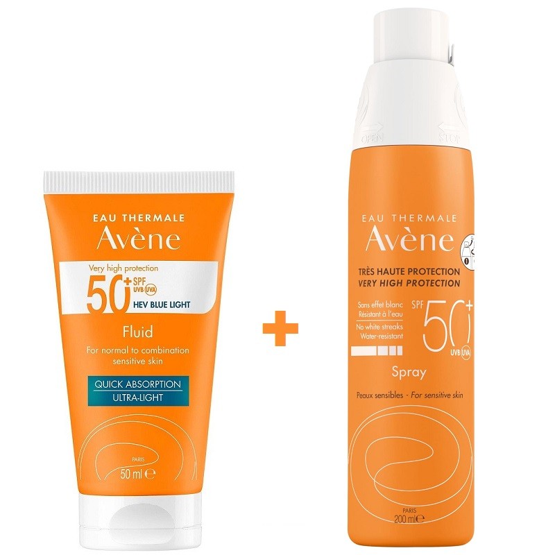 AVÈNE Crème Solaire Fluide Visage SPF50+ (50ml) + Spray Crème Solaire SPF50+ (200ml) AVÈNE Crème Solaire Fluide Visage SPF50+ (50ml) + Spray Crème Solaire SPF50+ (200ml)