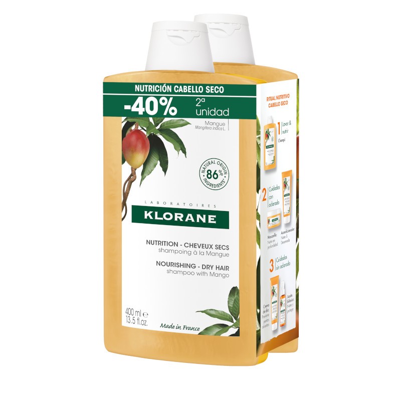 Klorane Champú nutritivo al Mango 2x400 ml