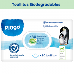 Pingo Toallitas Biodegradables sin Perfume 12 x 80 uds