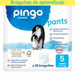 Pingo Fraldas-Calcinhas Orgânicas Tamanho 5 28 unidades