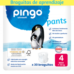 Pingo Fraldas-Calcinhas Orgânicas Tamanho 4 30 unidades