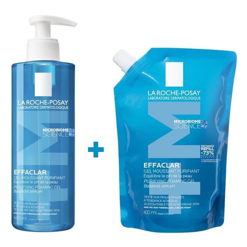 EFFACLAR Purifying Cleansing Gel +M 400ml + Ecorefill 400ml CLEANING PACK