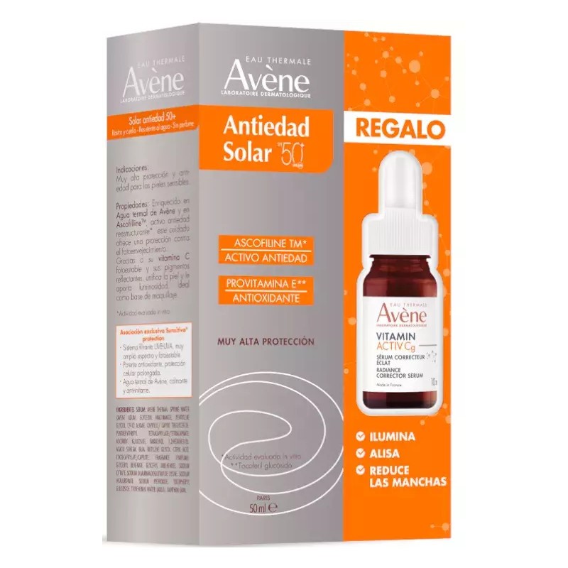 Avène Crème Solaire Anti-Âge SPF50 50 ml + Sérum Vitaminé CADEAU