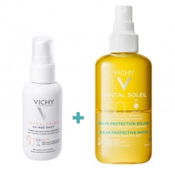 VICHY Capital Soleil UV-AGE Daily SPF50+ Acqua Fluido 40ml + Protezione Solare Idratante Acqua SPF50 (200ml)