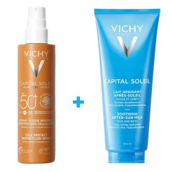 VICHY Capital Soleil Invisible Fluid Spray SPF50+ (200ml) + After Sun Soothing Milk 300ml