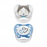 Dr Brown's Sucette 2XPrevent 6-18 mois, silicone bleu