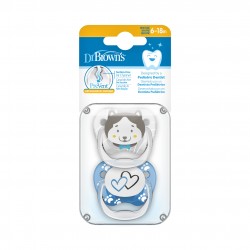 Dr Brown's Sucette 2XPrevent 6-18 mois, silicone bleu