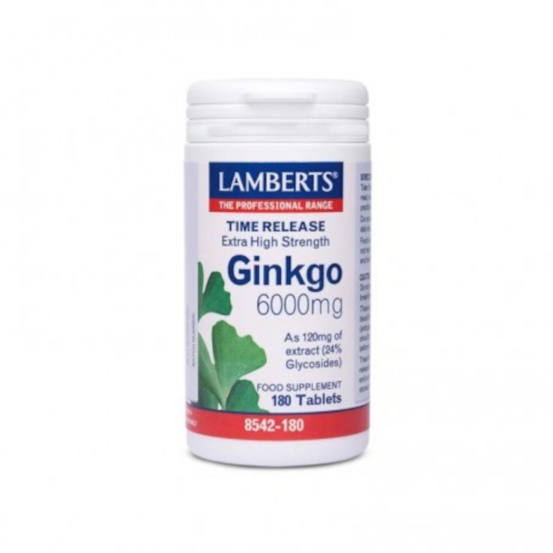 Lamberts Ginkgo Biloba 6000 Haute Puissance 120 mg 180 Comprimés Lamberts Ginkgo Biloba 6000 Haute Puissance 120 mg 180 Comprimés
