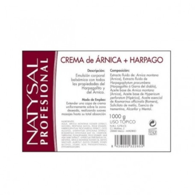 Natysal Crème Arnica et Harpagofito 1000 g Natysal Crème Arnica et Harpagofito 1000 g