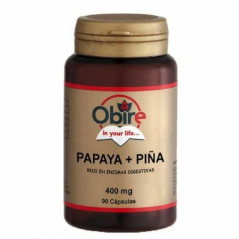 Obire Papaya + Piña 400 mg 90 Cápsulas