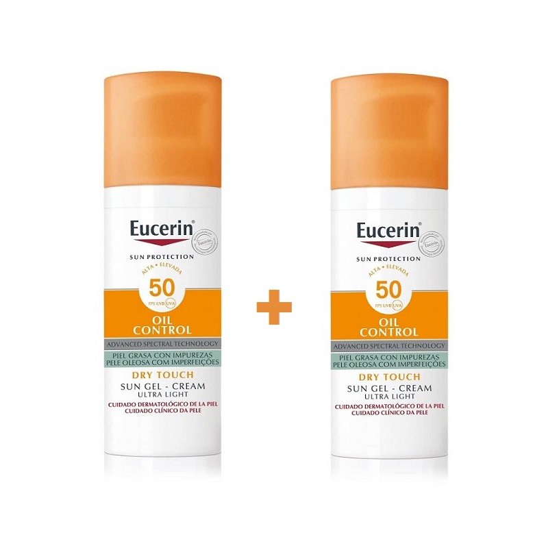 EUCERIN Gel-Crème Solaire Contrôle de l'Huile Toucher Sec SPF 50+ DUPLO 2x50ml EUCERIN Gel-Crème Solaire Contrôle de l'Huile Toucher Sec SPF 50+ DUPLO 2x50ml