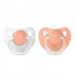 Chupeta SUAVINEX Tetina Anatômica de Silicone 6-18 Meses x2 (Rosa e Branca)