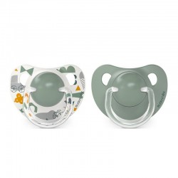 Chupeta SUAVINEX Tetina Anatômica de Silicone 6-18 Meses x2 (Verde e Branco)