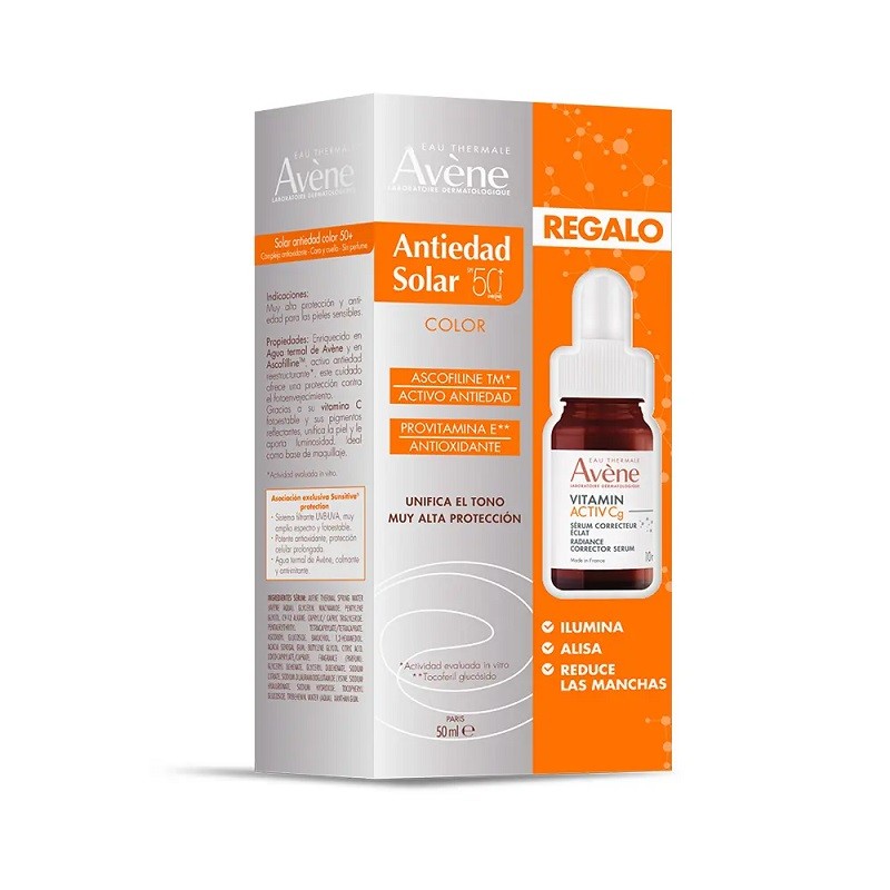 Avène Anti-Aging Tinted Sunscreen SPF50 (50ml) + Vitamin Activ Cg Serum 10ml GIFT