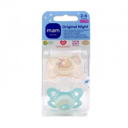 MAM Chupeta Original Noite Silicone 2-6M 2 Unidades