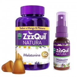 ZzzQuil Natura Pack Melatonina Mango & Plátano 60 Gummies + Spray 30 ml