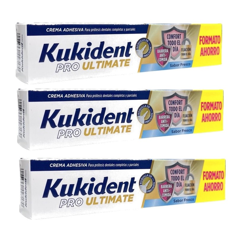 KUKIDENT Pro Ultimate Prótesis Dental PACK AHORRO 3x57 g